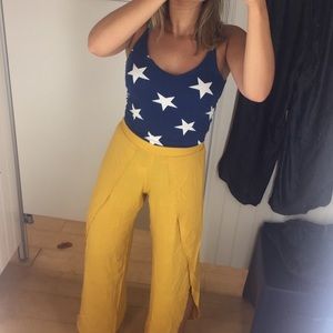 Blue and white star leotard tank top